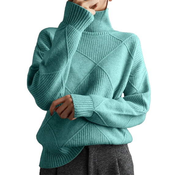 Womens Sweaters For Women Sweaters Turtleneck Loose Casual Literary Knit Pullover Sweater Soft Knitting Cotton Material Autumn Winter Fashion Fall Sweaters For Women
