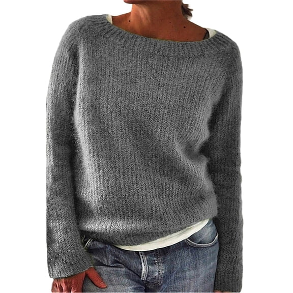 Womens Sweaters For Women Sweaters U-Neck Long Sleeved Loose Casual Fall Fashion Pullover Sweater Soft Skin-Friendly Polyester Fabric Versatile Daily Wear Fall Sweaters For Women