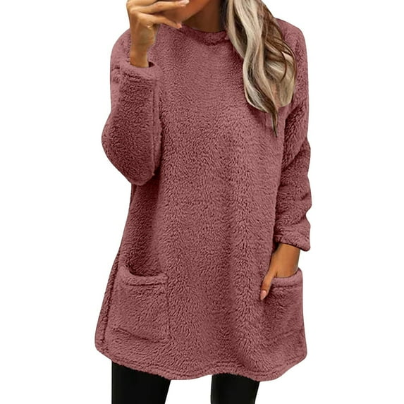 Womens Sweaters For Women Winter Coat Loose Jacket Long Sleeved Jumper With Pockets Plush Fleece Pullover Soft Warm For Christmas Daily Casual 3Xl Fall Sweaters For Women