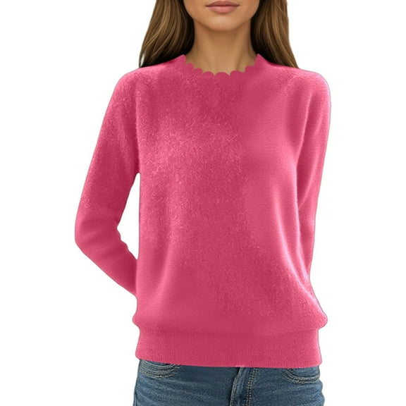 Womens Sweaters Womens Fall Tops Elegant Lace Crewneck Pullover Sweater Long Sleeve Knitted Top for Autumn Winter Casual Tunic Blouse Soft Comfortable Daily Wear