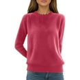 thumbnail image 1 of Womens Sweaters Womens Fall Tops Elegant Lace Crewneck Pullover Sweater Long Sleeve Knitted Top for Autumn Winter Casual Tunic Blouse Soft Comfortable Daily Wear, 1 of 4