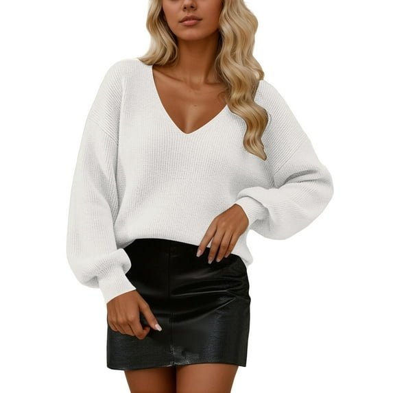 Womens Sweaters Womens Pullover Long Sleeve V Neck Sweaters Light Sweaters Womens Fall Sweaters Fashion Clothing