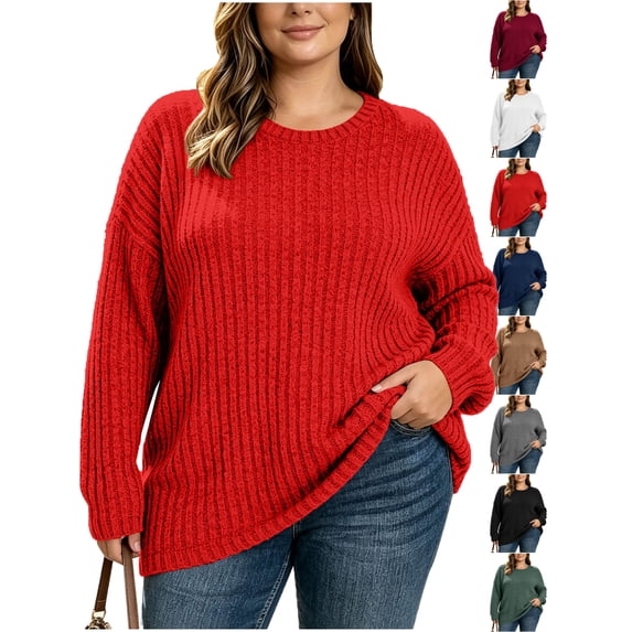Womens Sweaters Zeliretfy Women's Plus Size Oversized Sweater Fall Casual Pullover Tops Long Sleeve Crewneck Clothing Apparel Fashion Fall Outfits