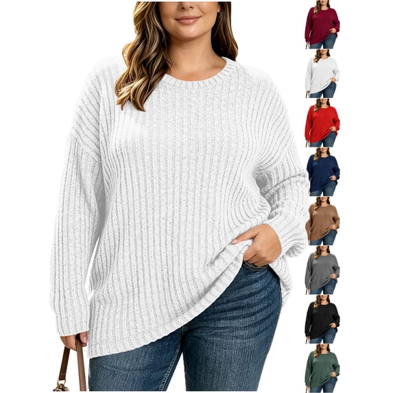 Womens Sweaters Zeliretfy Women's Plus Size Oversized Sweater Fall Casual Pullover Tops Long Sleeve Crewneck Clothing Apparel Fashion Fall Outfits