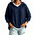 thumbnail image 1 of Womens Sweaters with Hood Knit Warm Oversized Casual Long Sleeve Fall Winter Pullover Sweaters Navy L, 1 of 9