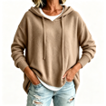 thumbnail image 1 of Womens Sweaters with Hood Long Sleeve Knit Warm Oversized Casual Fall Winter Pullover Sweaters Khaki M, 1 of 9