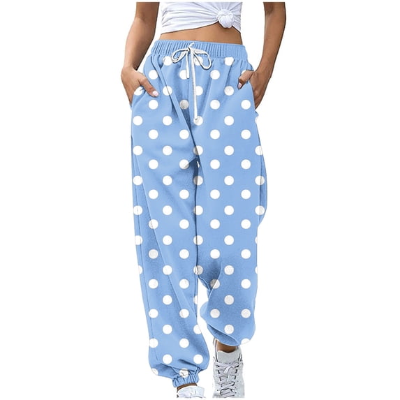 Womens Sweatpant 2026 Fashion Fall and Winter Plus Size Color Blocked Printed Drawstring Loose Pants