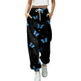 Womens Sweatpant Butterfly Printed Sporty Athletic Joggers Trousers