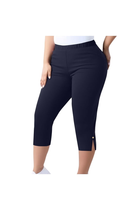 Womens Sweatpants 2025 Baggy Wide Fashion Plus Size Yoga Pants Capris Solid Color Elastic Waist for Golf, Athletic,Travel, Work Dark Blue XXXXL