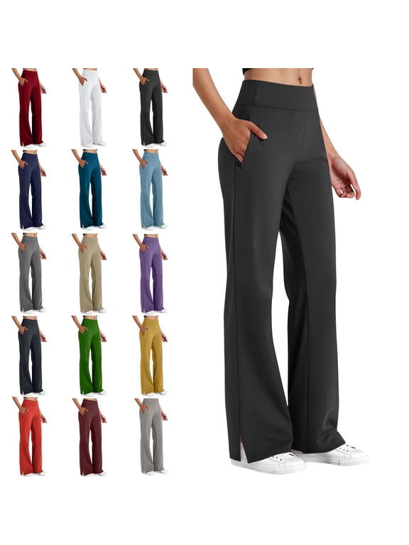 Womens Sweatpants 2025 Baggy Wide Sport Casual Solid Color Fashion Elastic Waist Button Pockect Yoga Pants Athletic Pants for Workout, Jogging, Running Black XXL