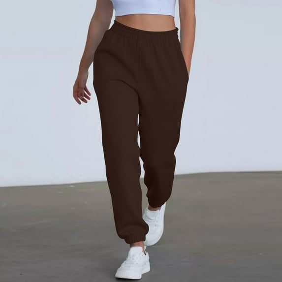 Womens Sweatpants 2025 High Waisted Baggy Joggers Sport Active Workout Pants with Pocket Trousers Coffee XL
