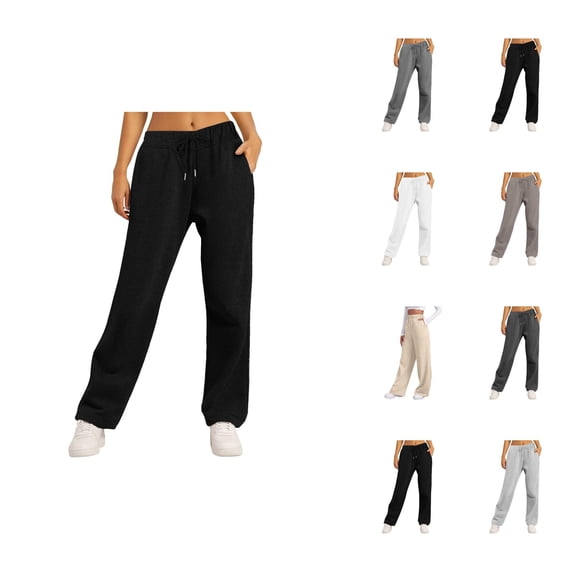 Womens Sweatpants 2026 Fall Winter Fashion Elastic High Waist Drawstring Loose Wide Leg Casual Yoga Pants with Pockets