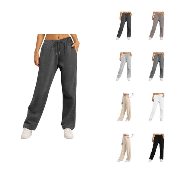 Womens Sweatpants 2026 Fall Winter Trendy Drawstring Elastic High Waist Loose Wide Leg Casual Yoga Pants with Pockets