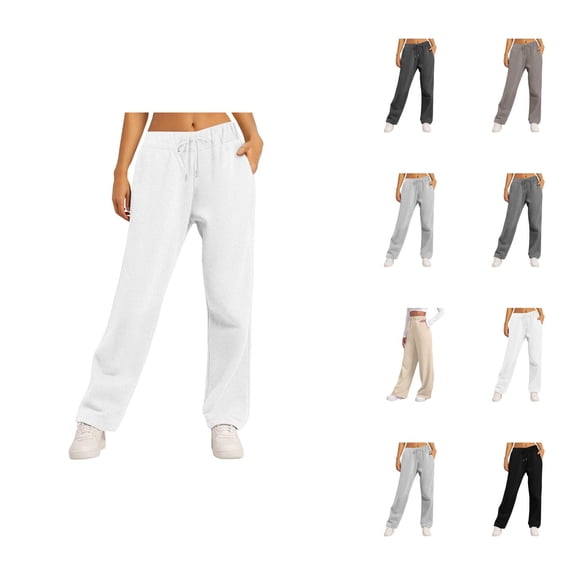 Womens Sweatpants 2026 Fall Winter Trendy Drawstring Elastic High Waist Loose Wide Leg Casual Yoga Pants with Pockets