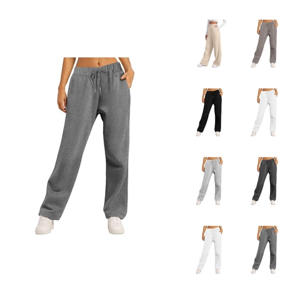 Womens Sweatpants 2026 Fall Winter Trendy Elastic High Waist Drawstring Loose Wide Leg Casual Yoga Pants with Pockets