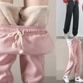 thumbnail image 1 of Womens Sweatpants Autumn and Winter Thick Lamb Fleece Drawstring Leg Tight Sports Pants, 1 of 1