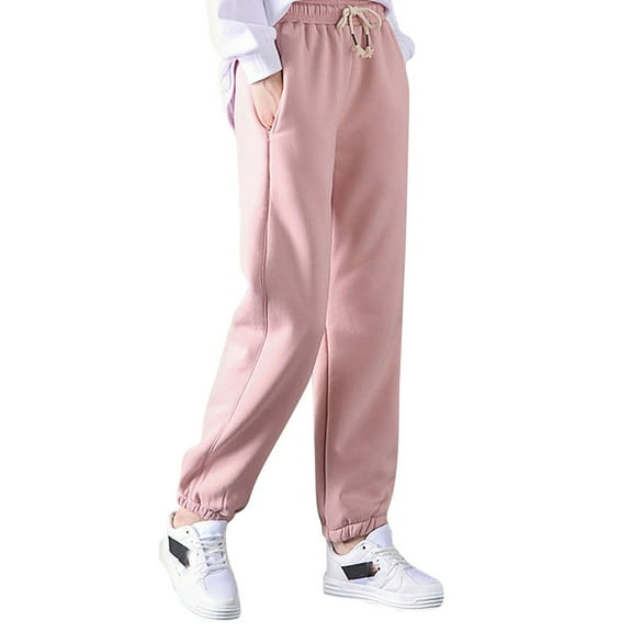 Womens Sweatpants Autumn and Winter Thick Lamb Fleece Drawstring Leg Tight Sports Pants