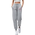 thumbnail image 1 of Womens Sweatpants Bow Print Straight Leg Pants Casual High Waist Drawstring Sweatpants Loose Light Gray XL, 1 of 4