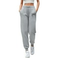 thumbnail image 1 of Womens Sweatpants Bow Print Straight Leg Pants Loose Fit Drawstring High Waist Sweatpants Casual Light Gray M, 1 of 4