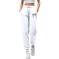 thumbnail image 1 of Womens Sweatpants Bow Print Straight Leg Pants Loose Fit Drawstring High Waist Sweatpants Casual White XXL, 1 of 4