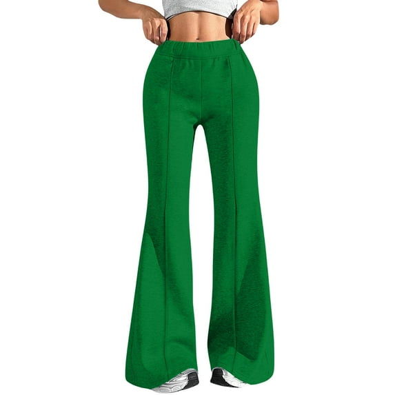 Womens Sweatpants, Comdrip Women Fashion Casual High Waisted Solid Color Wide Leg Sweatpants Womens Flare Sweatpants Green M