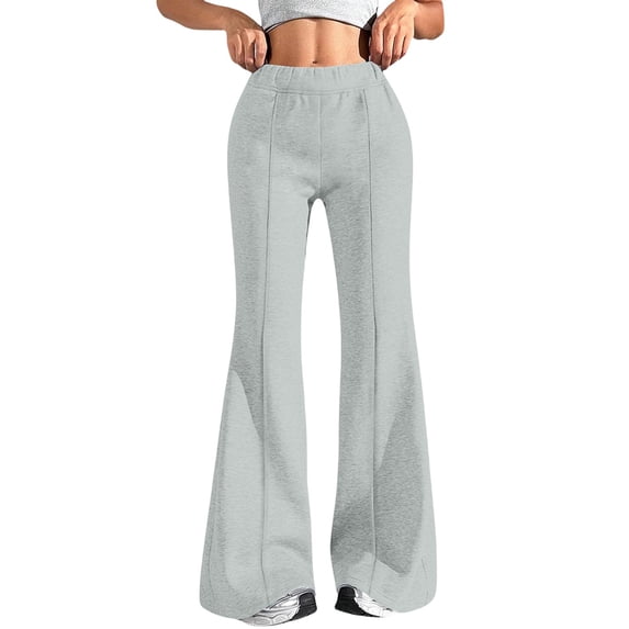 Womens Sweatpants, Comdrip Women Fashion Casual High Waisted Solid Color Wide Leg Sweatpants Womens Flare Sweatpants Grey L