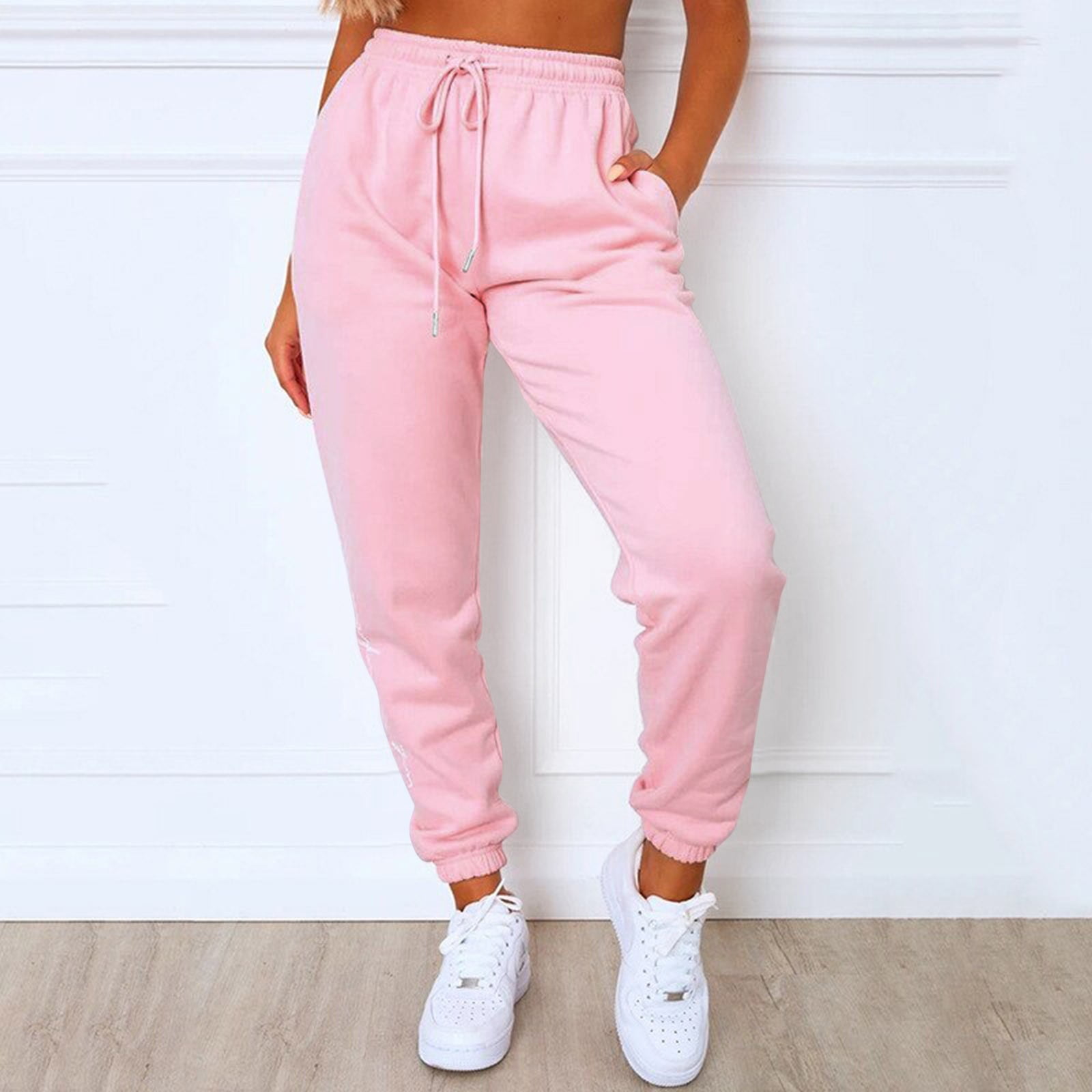 Pink joggers with pockets sale