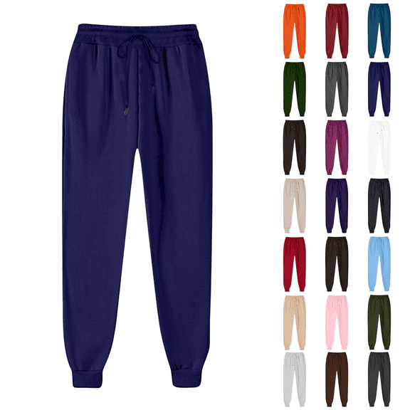 Womens Sweatpants Comfy Stretch Waistband Pants Elastic Bottom Straight Leg Sweatpants with Pockets for Women Daily Outfits