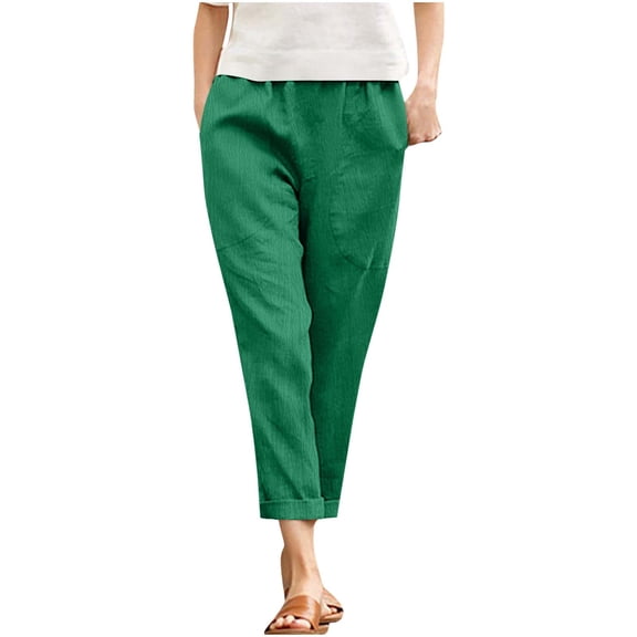 ZQUUVOU Womens Sweatpants Cotton Joggers Casual Pants With Side Pockets Pocket Green