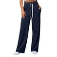 thumbnail image 1 of Womens Sweatpants Daily Elastic Waist Pockets Straight Solid Color Casual Pants Loose Pockets Long Trousers Pants, 1 of 4