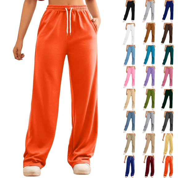 Womens Sweatpants Drawstring Elastic Low Waist Pants Straight Leg Low Rise Sweatpants Pants for jogger with Pockets