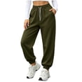 thumbnail image 1 of Womens Sweatpants Elastic High Rise Wide Leg Joggers Casual Sport Workout Trendy Active Pants with Pockets, 1 of 6