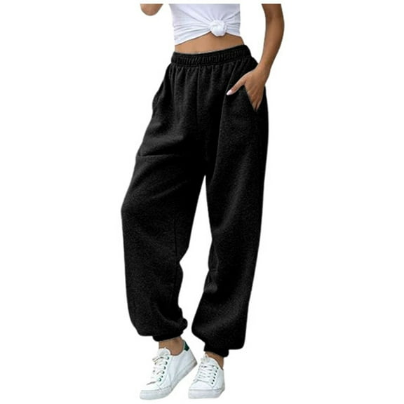 Womens Sweatpants Elastic Waist Pants Joggers With Pockets Baggy Drawstring Athletic Gym Trousers