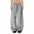 thumbnail image 1 of Womens Sweatpants Elastic Waist Side Pocket Solid Loose Sport Casual Wide Leg Sweatpants Women Dark Gray Xl, 1 of 2