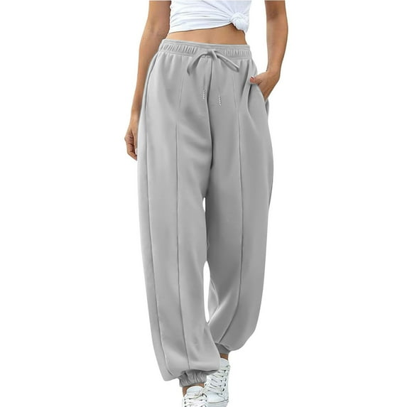 Womens Sweatpants Elastic Waisted Drawstring Trendy Joggers Leisure Athletic Pants Lounge Workout Pants with Pockets