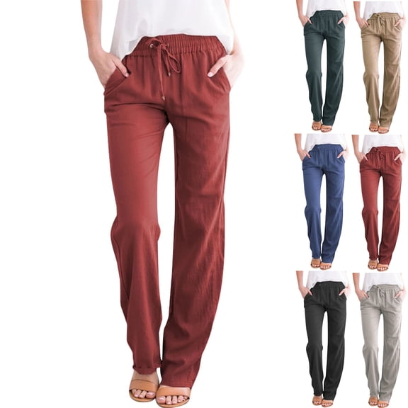 Womens Sweatpants Fall Baggy Wide Leg Sweatpant Lightweight Straight Leg Soft Sweat Pants Loose Drawstring Pants for Women Fashion Casual Elastic Waist Solid Color Business Pants Women