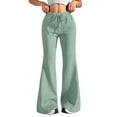 thumbnail image 1 of Womens Sweatpants Flare Wide Leg Sweatpants Drawstring High Waisted Cotton Joggers Casual Flowy Yoga Pants With Pockets Pants, 1 of 6