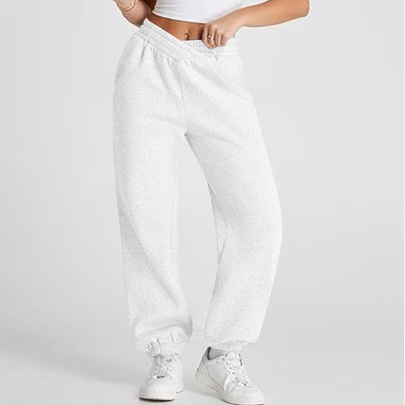 Womens Sweatpants Fleece Lined Baggy Joggers High Waisted with Pockets Outdoor Athletic Workout Casual Loose Pants​​ Winter Fall Vacation Lounge Sweat Pants Warm Comfy Hiking Jogger​​