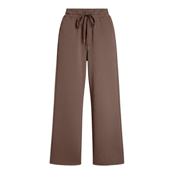Womens Sweatpants Fleece Lined with Pocekts Elastic Waist Drawstring Baggy Soft Casual Wide Leg Pants Coffee XL