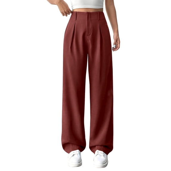 Womens Sweatpants High Waist Lightweight Pocket Summer Work Casual Wide Leg Sweatpants Women Wine M