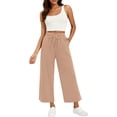 thumbnail image 1 of Womens Sweatpants High Waist Nine Point Solid Color Loose Casual Wide Leg Sweatpants Women Khaki Xl, 1 of 3