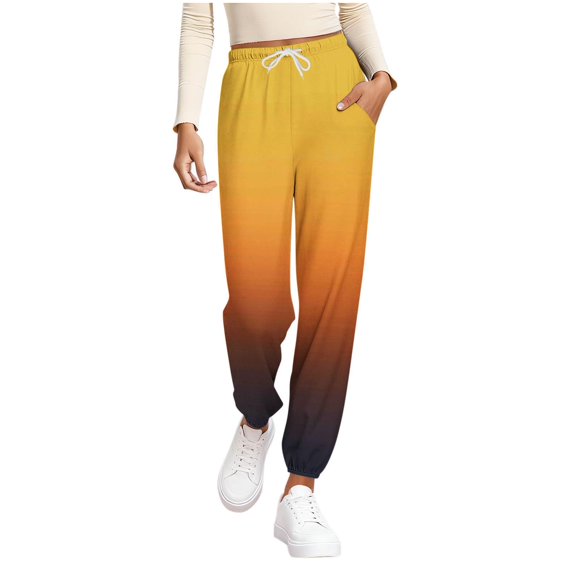 Womens Sweatpants High Waisted Baggy Gradient Cinch Bottom Athletic Workout Joggers Lounge Pants with Pockets