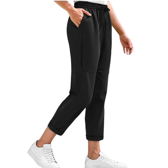 Womens Sweatpants High Waisted Jogger Pants Zip Elastic Drawstring Capri Pants Trendy Baggy Joggers with Pockets S-2XL