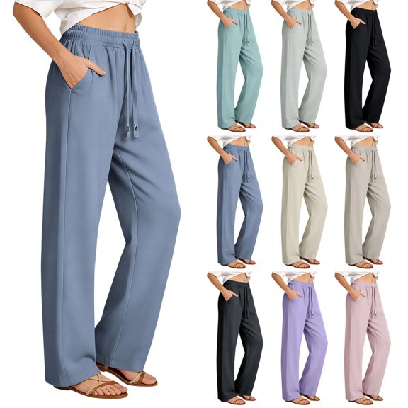 Womens Sweatpants Lightweight Drawstring Quick Dry Workout Pants Straight Leg Elastic Waist Joggers with Pockets,L,#02 Blue