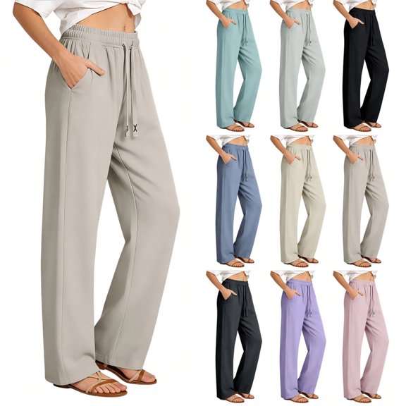Womens Sweatpants Lightweight Drawstring Quick Dry Workout Pants Straight Leg Elastic Waist Joggers with Pockets,L,#02 Khaki