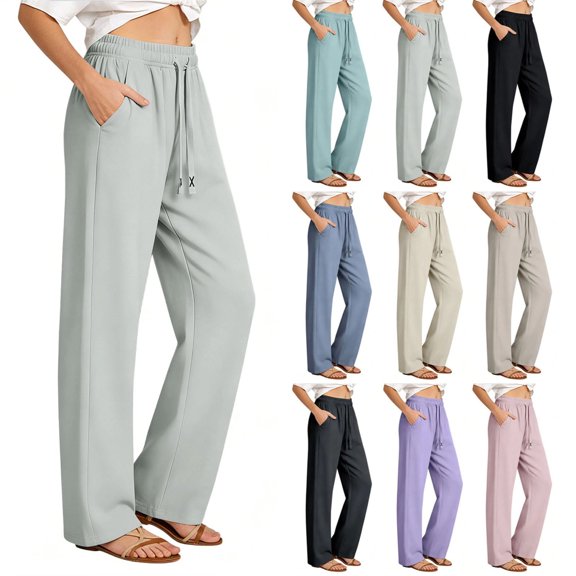 Womens Sweatpants Lightweight Drawstring Quick Dry Workout Pants Straight Leg Elastic Waist Joggers with Pockets,M,#02 Light Gray