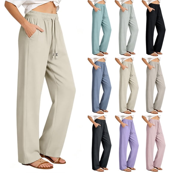 Womens Sweatpants Lightweight Drawstring Quick Dry Workout Pants Straight Leg Elastic Waist Joggers with Pockets,XL,#02 Beige