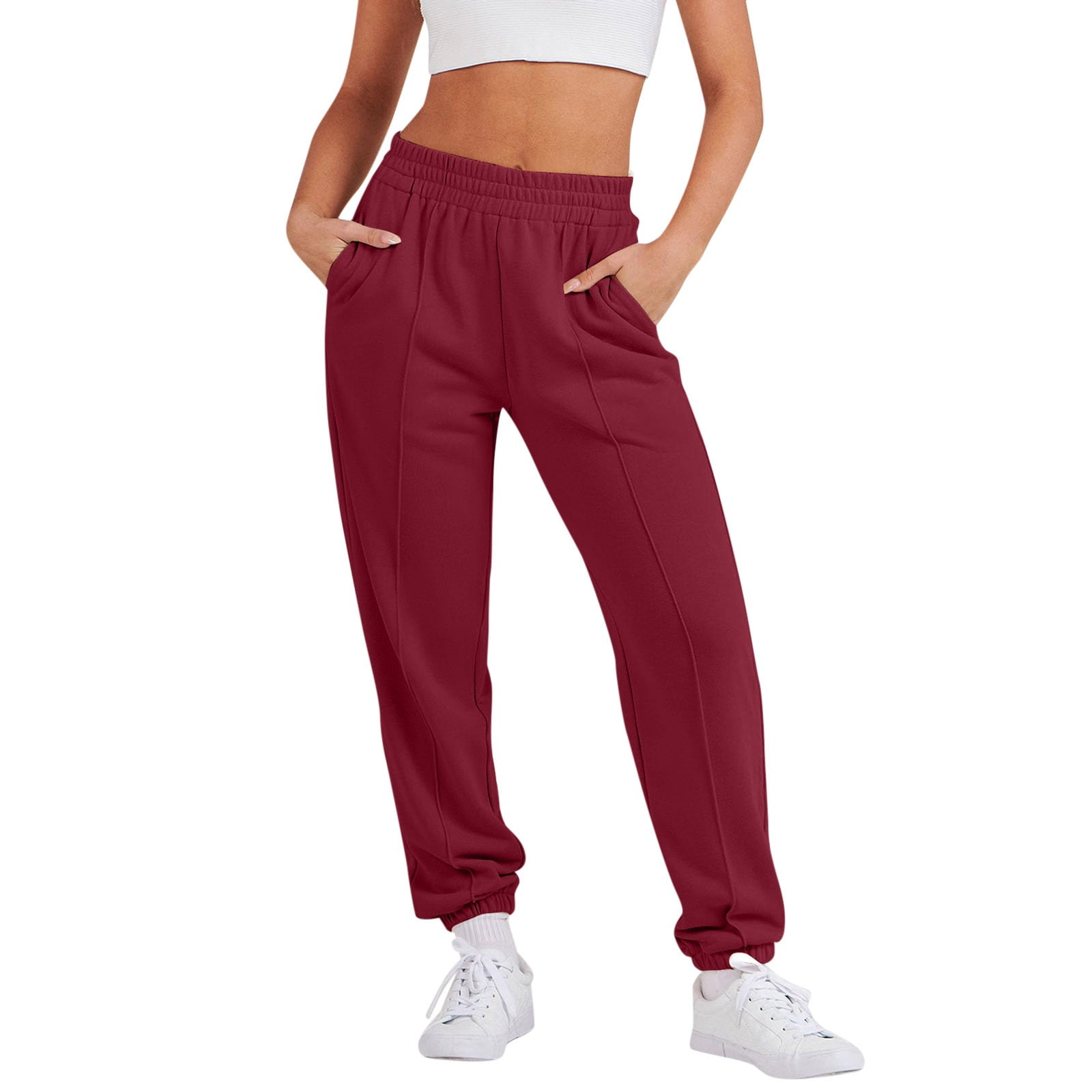 Womens Sweatpants Pack Pink Womens Sweatpants with Pockets Bottom Sweatpants for Women with Pockets Casual Baggy Sweatpants Womens Leggings with Pockets High Waisted Short Wide Leg Sweatpants Women Wa...