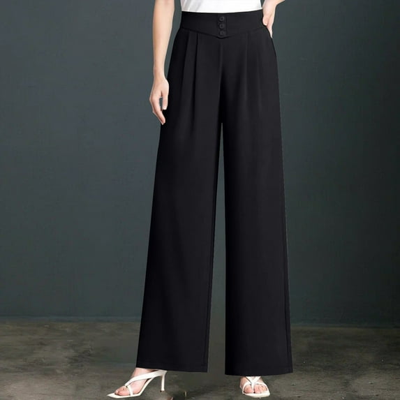 Womens Sweatpants Pants for Women EllaFlow Soft High Waist Pull On Wide Leg Pants Drape Pant for Senior Over 50 Fashion Clothing