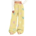 thumbnail image 1 of Womens Sweatpants Plush Flannel Fuzzy Heart Print Elastic Lounge Wide Leg Sweatpants Women Dark Blue Xl, 1 of 8